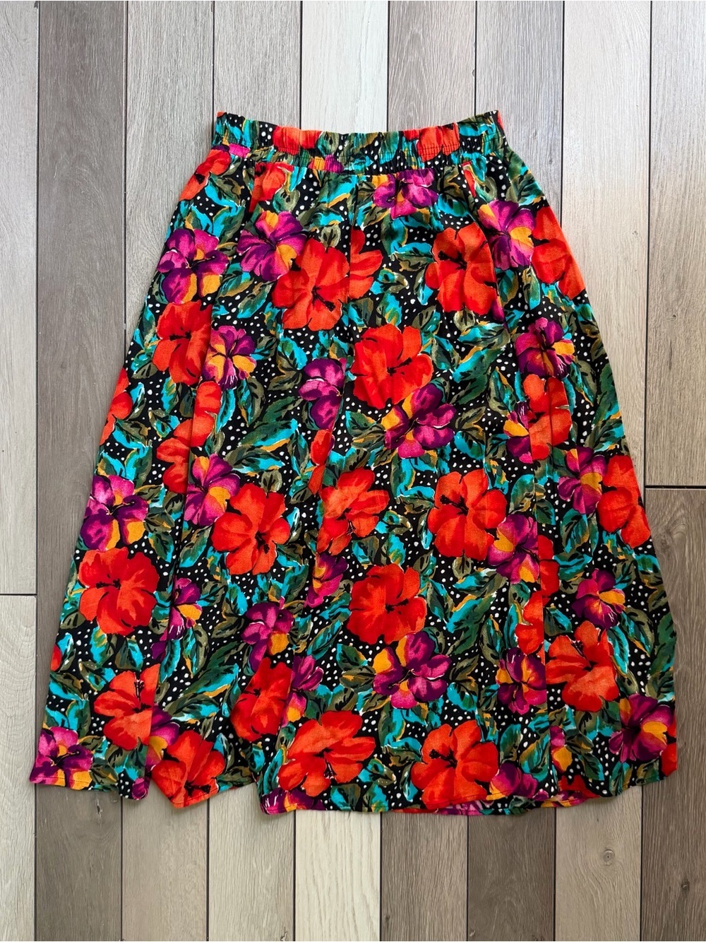 CLIO Vintage Red & Purple Floral A-Line Skirt
